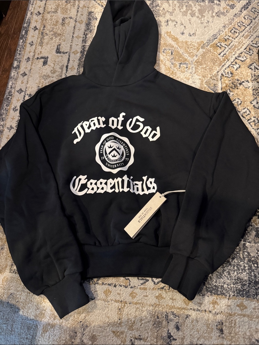 Essentials Black Logo Hoodie